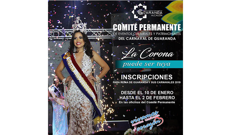 INSCRIPCIONES PARA REINA DE GUARANDA Y SUS CARNAVALES 2019