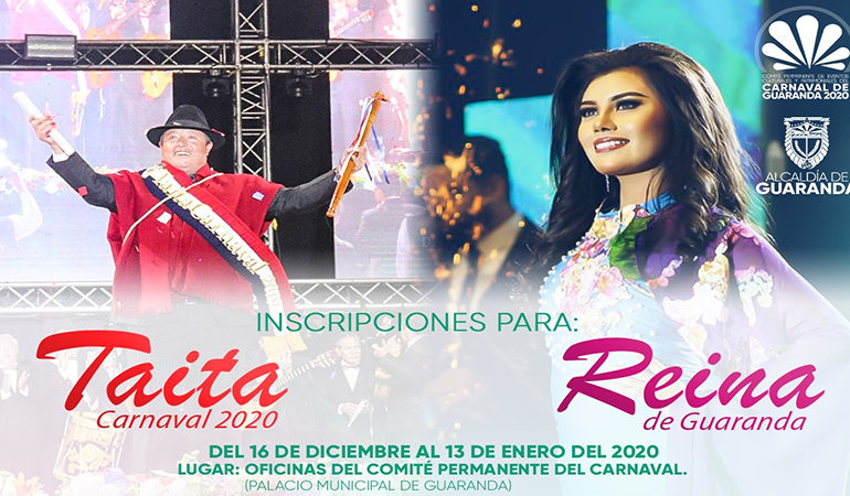 COMITÉ DEL CARNAVAL DE GUARANDA INVITA A INSCRIBIR A SUS CANDIDATOS A REINA DE GUARANDA Y TAITA CARNAVAL