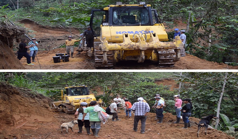 ALCALDÍA DE GUARANDA CUMPLE CON LA APERTURA DE  VÍA EN NUEVA ESPERANZA Y CHIGUIPE DE LA PARROQUIA SAN LUIS DE PAMBIL