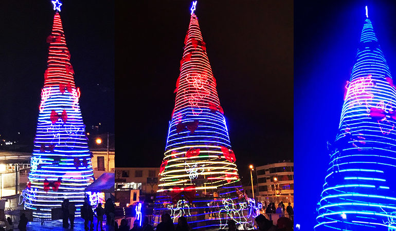 GUARANDA INICIÓ LA ÉPOCA DE NAVIDAD CON EL ENCENDIDO DEL ÁRBOL NAVIDEÑO EN  LA PLAZA 15 DE MAYO