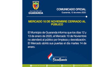 MERCADO 10 DE NOVIEMBRE CERRADO POR  LIMPIEZA Y DESRATIZACIÓN