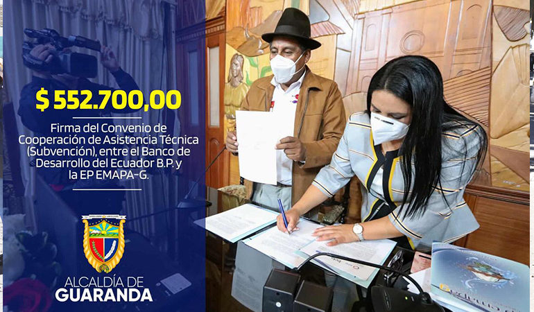 ALCALDÍA DE GUARANDA, EMAPA-G Y BDE FIRMAN CONVENIO DE ASISTENCIA TÉCNICA