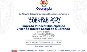 Invitación Rendición de Cuentas 2021 | Empresa Pública Municipal de Vivienda Interés Social de Guaranda