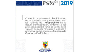 ALCALDÍA DE GUARANDA  INVITA A PARTICIPAR EN PROCESOS DE COMPRAS PÚBLICAS
