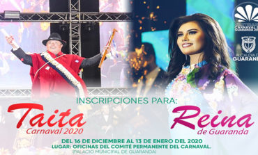 INSCRIPCIÓNES ABIERTAS PARA REINA Y TAITA CARNAVAL 2020