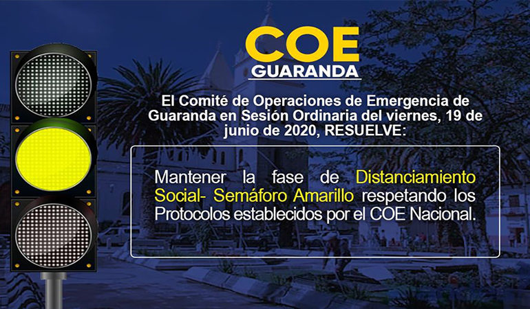 COE CANTONAL RESUELVE MANTENER LA FASE DE DISTANCIAMIENTO SOCIAL- SEMÁFORO AMARILLO
