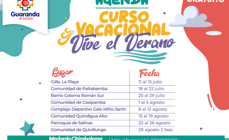 Agenda del Curso Vacacional "Vive el Verano 2022"